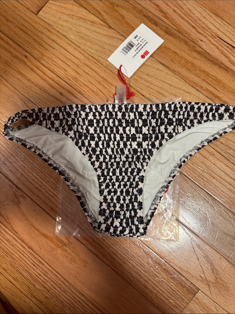 SOLID & STRIPED Black and White Patterned Bikini Bottom